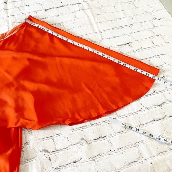 Elizabeth and James Orange Helma One Shoulder Flutter Short Silk Dress 8 - Picture 10 of 16